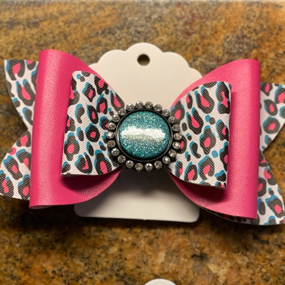 SOLD— Faux leather bow
